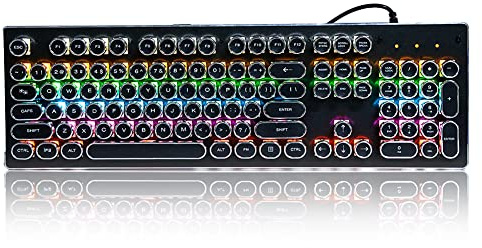 Sojare HJK920 - Tastiera da gioco meccanica, illuminazione LED RGB, 104 tasti, tastiera retrò cablata per PC Gamer Office e Computer Portatile da ufficio (nero)
