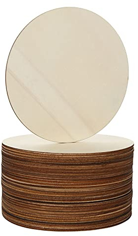 Shanq, dischi in legno grezzo da 15 cm, in legno naturale, per lavori fai da te, decorazioni per matrimoni, sottobicchieri, 3 mm di spessore, 50 pezzi