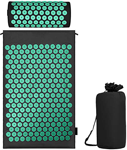 Juego de acupresión con cojín para una relajación y masaje, para aliviar el dolor de espalda, dolores de cabeza y cuello, estimula los puntos de energía en el cuerpo y estimula los puntos de energía