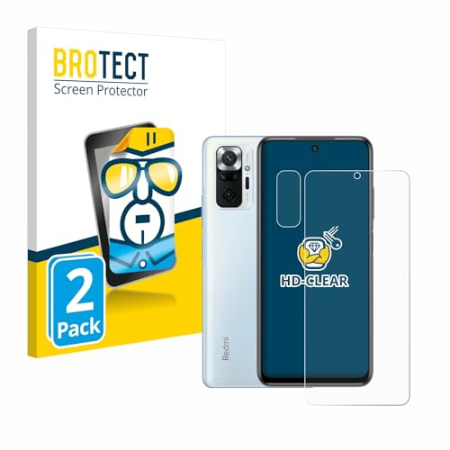 BROTECT Protector Pantalla para Xiaomi Redmi Note 10 Pro | (Frontal+Cámara) 2 Unidades Transparente Protección Pantalla Made in Germany Película Claro Anti-Arañazos Case-Friendly