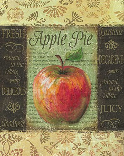 Leinwandrahmen, mit Amerikanischer Box, Apple Pie Williams Todd, vertikaler Kunstdruck, cremefarben, grün, rot, gelb, schwarz, Küche, Apfelkuchen, Foo, schwimmender Rahmen, 48 x 35 cm