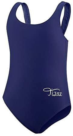 TIZAX Baddräkt i ett stycke för flickor, barn, racerback, sport, baddräkt, Marinblå, 158-164