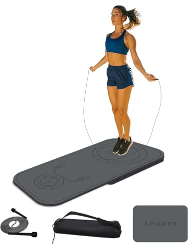 LaiEr Hopprep matta set, två delar knäskydd slagabsorption fitness träningsmatta halkfri för hemmagym (140 cm x 62 cm x 8 mm + 61 cm x 41 cm x 8 mm)