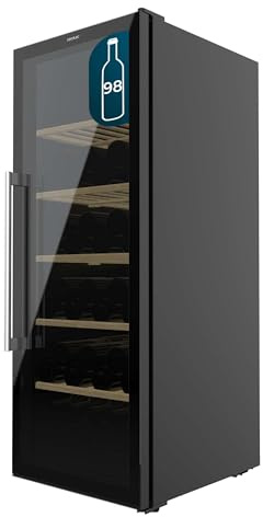 Cecotec Vinoteca 98 Botellas Bolero Grand Sommelier 98000 Black: Vinoteca De 128,5 cm Con Sistema De Enfriamiento Silencioso A 41Db Y Panel De Control Táctil