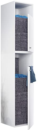 VCM Holz Wäscheschrank | Wäschetruhe | Wäschekorb | Maße ca. H. 184 x B. 35 x T. 39 cm - Dreso XXL2f