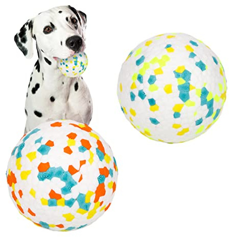 2 Stück Hundeball Hundespielzeug Ball,Unzerstörbar Gummi Hohe Dehnbar Hundebälle,Langlebiger Solider Interaktives Ball,Widerstandsfähige Zähne Training Wasserspielzeug,für kleine mittlere große Hunde