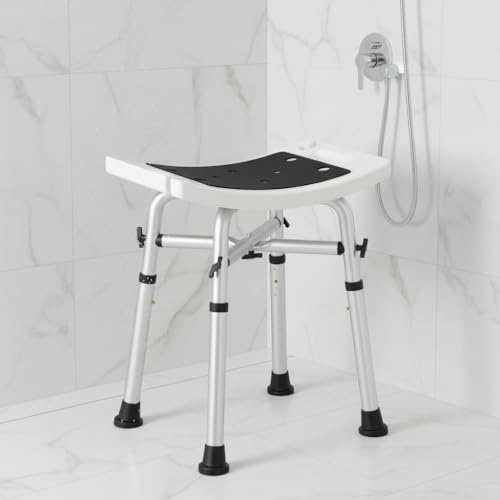 WAYES Shower Chair for Elderly and Disabled, 500lbs Heavy Duty Bathtub Chair for Seniors, Adjustable Bath Stool for Inside Shower, Padded Shower Seat with Non-Slip Feet, No-Tool Assembly