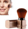 Pincel Kabuki Brocha para colorete,Brocha de Maquillaje en Polvo Retráctil,Portátil Cepillo Facial Brochas de maquillajec Facial,Utilizado en polvo de rubor facial,Dorado