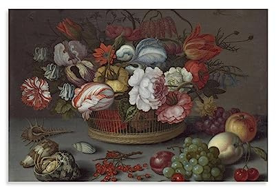 Balthasar Van Der Ast Art Print Poster Floral Botanical Still Life Poster Art Poster Canvas Painting Decor Wall Print Photo Gifts Home Modern Decorative Posters Framed/Unframed 24x36inch(60x90cm)