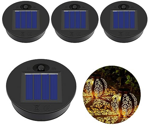 Lámpara Solar de Repuesto, 4 Piezas Linterna Solar Superior, Caja Batería, Accesorios Luz Con LED, Luces Para Decoración de Jardín, Patio, Pasarela (7cm)