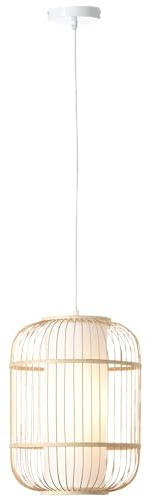 Lightbox Nature Hängelampe - 150 cm Höhe, Ø 30 cm - Pendelleuchte mit | Hängelampe, kürzbar, 150cm Höhe, Ø 30cm, E27, max. 40W, hellbraun/weiß