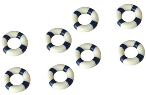 Warmhm 20pcs Theme Decorative Swim Ring Ornaments for Home Decoration Blue Resin Lifebuoy Decor for Restaurant Cafe Bar and Window Wall Display