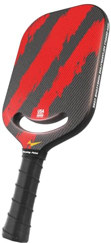 Warping Point Ascent Pickleball Paddles | Carbon Fiber Pickleball Racket with Aero Throat | Textured Grit Surface | 16mm Hexa Polymer Core | USAPA Approved | Designed for Power & Spin | Red