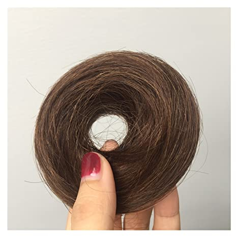 Unordentlicher Haarknoten 1/2PCS Band Pferdeschwanz Scrunchy Haarteil for Frauen Echthaar Dutt Chignon Unordentliche Dutt Haarteile Donut Chignon mit elastischem Gummi Pferdeschwanz-Haarteil für den t