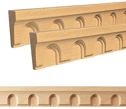 ben+camilla.com Ornament Leiste Holz für Möbel in 30 x 10 x 1000 mm | 2-er Set = 2 Meter | SB-169 mit 3D Bogen Buche | Zierprofile Friesenleiste Wandleiste Profilleiste