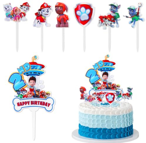 Tortendeko Paw Hund, Patrol Geburtstag Deko 2 Jahre, Happy Birthday Tortendeko, Kuchen Deko Blue, Muffin Deko, Kindergeburtstag Party Tortenaufsatz Junge