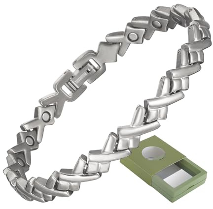 YINOX Superstarkt magnetarmband för kvinnor, magnetiskt titanarmband, titanarmband för kvinnor, med 17 NdFeB-magneter och högkvalitativ presentförpackning (19,5 cm)