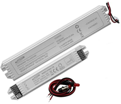 KIT EMERGENZA 220V TRASFORMATORE ALIMENTATORE ANTI BLACK OUT PER TRASFORMARE LUCI LED DA 3W A MAX 50W IN LAMPADA DI EMERGENZA CON DRIVER ESTERNO E BATTERIA 4AH 44.4WH