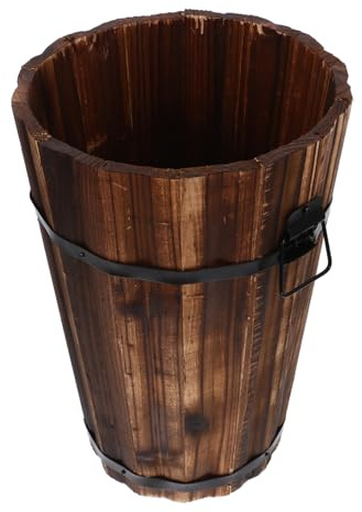Alipis Wooden round Waste Basket Coffee Medium Sized Design for Bathroom | Simple Elegant Style, Can be Used as Storage Basket, Easy to Carry Handle