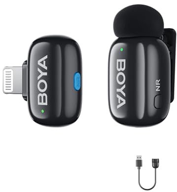 BOYA Boyamini Wireless Lavalier Mikrofon für iPhone/iPad Mfi Certified Lightning Plug, AI Voice Change, Ultra Mini Ansteckmikrofon für TikTok YouTube Content Creators