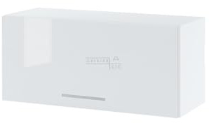 Cuisineandcie - MEUBLE HAUT DE CUISINE BELLISSI Blanc Brillant, Porte Relevable L 80cm + étagère - Meuble Cuisine Rangement, Armoire Cuisine