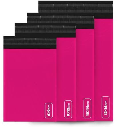 delka Versandtaschen, 100 gemischte Größe, Rosa, Poly-Versandtaschen, reißfeste Versandtaschen für Kleidung, Dokumente, starker selbstklebender Klebstoff, wasserdicht & leicht, Rosa