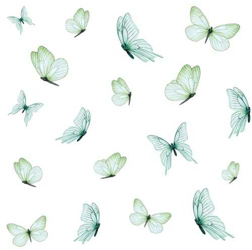 Wandaufkleber Set 18 Schmetterlinge auf 3 Din A4 Bögen Wandsticker für Kinderzimmer Wohnzimmer Deko Aufkleber Wandtattoo selbstklebend Y060 (Nr. 4 Grün)