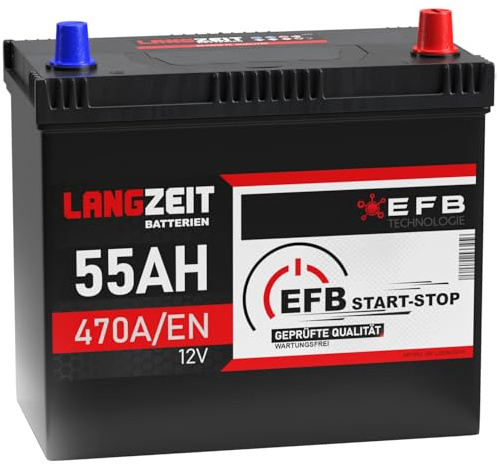 LANGZEIT ASIA EFB Batterie 55Ah 12V Autobatterie Starterbatterie Start Stop