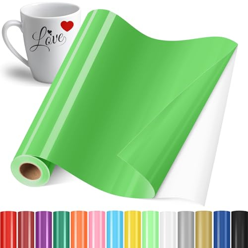YAFLC Selbstklebend Plotterfolie Vinyl, Selbstklebend Vinylfolie Plotter | 30.5x400cm Apfelgrün Selbstklebend Vinylfolie Plotter, Permanente Plotterfolie Vinyl für Teetasse, Fenster, Keramik