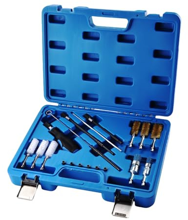 BOOMSTART 19-TLG. Einspritzdüsen Dichtsitz Reinigungswerkzeug-Set – Injektor Schacht & Sitz Reinigungsset mit Bürsten, Verlängerungen & Verschlussstopfen – Diesel Injektor Manhole Cleaning Kit