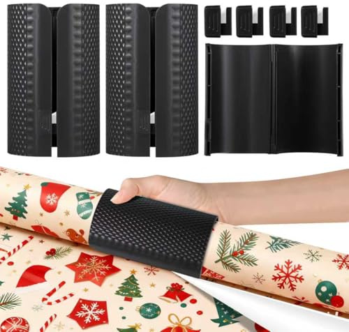 Wrapping Paper Cutter with Replaceable Blades – Gift Wrap Roll Sliding Cutter Tool, Open/Closed Modes, Safe & Easy Trimmer for Christmas, Birthday & Holiday Wrapping