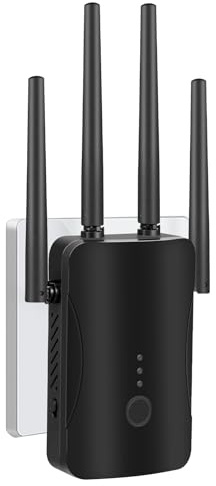 Aenxwa WLAN-Extender-Signalverstärker für bis zu 6.000 m² und 60 Geräte, WLAN Verstärker mit großer Reichweite und Ethernet-Anschluss, Zugangspunkt, 1-Tasten-Einrichtung