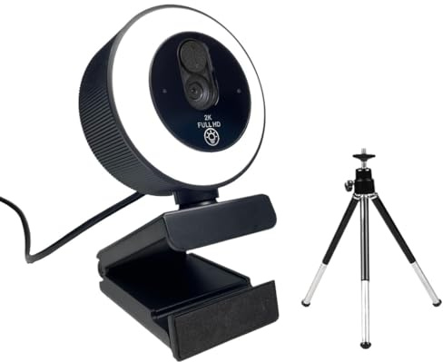 4K/1080P USB-webbkamera med automatisk ringbelysning, sekretessskydd, stativ, typ-C for PC, zoom, streaming, möten(Q10-1080P Webcam)