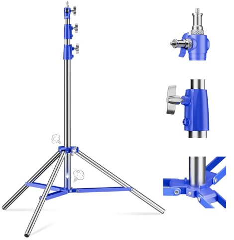 Soonpho Ljusstativ stativ stativ stativ 9,1 fot/280 cm helt metall färgglad tryckdämpare 10 kg lastkapacitet för utomhusfotografering (blå)