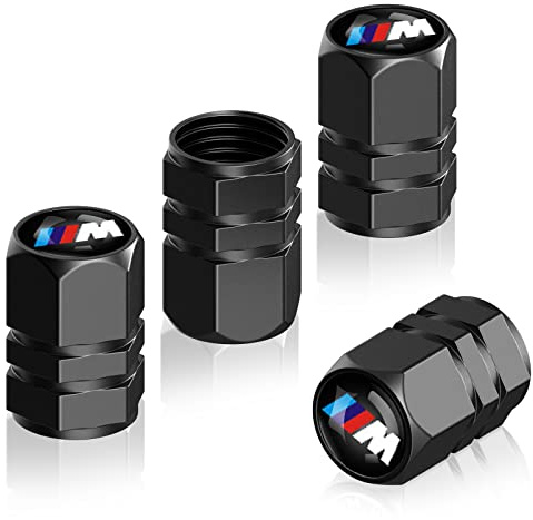 4 Pcs Valve Pneu Voiture pour BMW M M2 M4 M5 M6 M8 X1 X2 X3 X5 X6 M135i M240i Z4 328i X7, Résistant à la Corrosion Bouchon de Valve Voiture Accessoires, Noir
