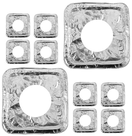 LIFKOME 50 Pièces Couvercles de Brûleur en Aluminium Carré, Résistants la Chaleur, Adaptés aux Cuisinières à Gaz Universelles, Protection Éclaboussures Graisse