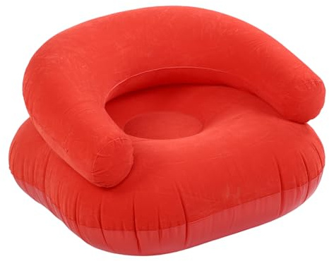 ASHATA Aufblasbarer Ausziehbarer Sofa-Stuhl, Beflocktes Aufblasbares Lounge-Sessel-Sofa mit U-förmiger Rückenlehne, 198 Pfund Kapazität, Kompakt Zusammenklappbar, für Wohnzimmer, (Rot)