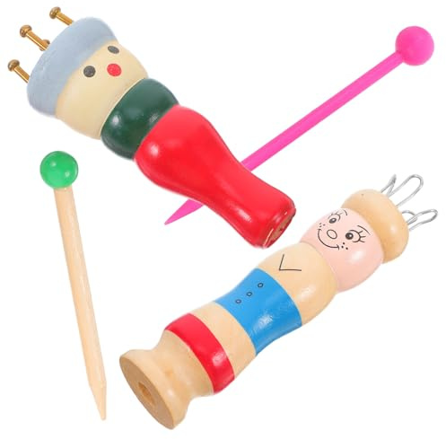 Milisten Set 2 Pezzi Bobina per Lavori a Maglia Fai da Te in Legno, Strumenti per Tessere Manuale Avvolgitore Filato, Kit per Uncinetto e Lavoro a Maglia, Accessori Creativi Colore Casuale