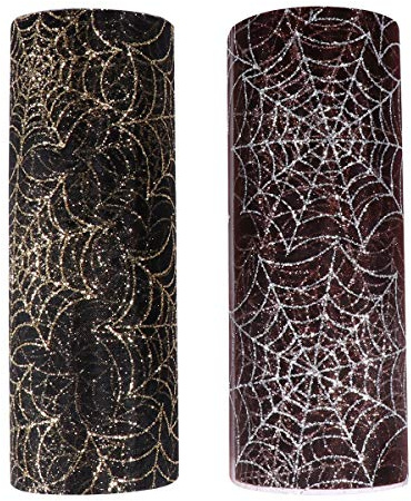 OSALADI Tüll Spinnennetz Kreativer und Zarter Stoff Halloween aus Polyester 2 Rollen mit Spinnennetz Design als Tischdecke oder Kronendekoration