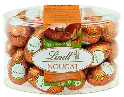 Lindt Schokolade Nougat Eier | 450 g | Ca. 25 Eier aus zartem Haselnuss-Nougat in Alpenvollmilch-Schokolade | Oster Schokolade | Schokoladengeschenk | Ostereier | Schokoeier