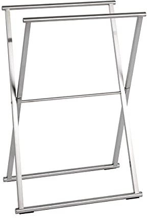 WENKO Handtuchständer Lava Edelstahl - Kleiderständer, klappbar, Edelstahl rostfrei, 53.5 x 80.5 x 35 cm, Glänzend, 80.5 x 35 x 53.5 cm