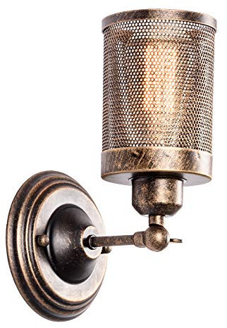 Lampada da parete industriale, lampada da parete d'interni d'epoca a rete metallica Steampunk LULING Steampunk, zoccolo regolabile per garage Gate Gate Porch Hallway (NO Bulb）