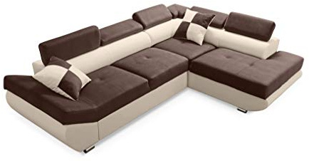 Robin Inspire Saturn Ecksofa mit Schlaffunktion L-Form Rechts Schoko-Biscuit