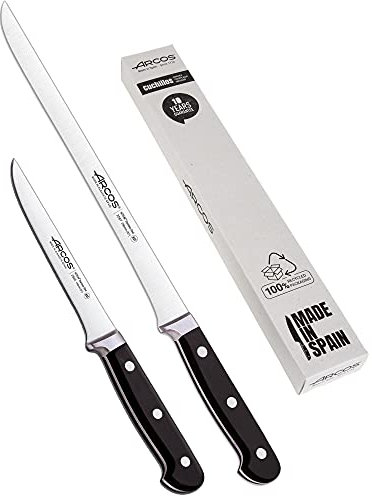 Arcos | Cuchillo Jamonero Cuchillo deshuesador | 2 Uds | Set cuchillos jamoneros 250 mm y cuchillo deshuesador (140 mm) jamonero profesional | cuchillo carnicero profesional | Eco