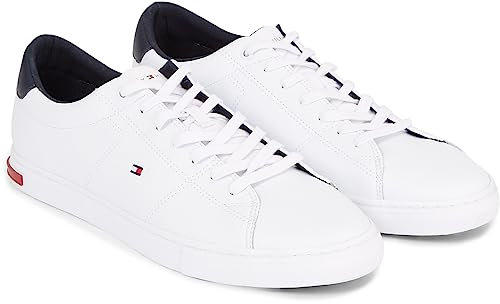 Tommy Hilfiger Herren Vulcanized Sneaker Essential Leather Detail Schuhe, Weiß (White), 43