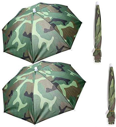 HunterBee Regenschirm-Hüte für Sonne, Regen, faltbar, für Angeln, freie Hände für Strand und Outdoor, 4 Stück