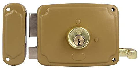 Amig - Serratura a Sovrapposizione Sinistra | Elegante Acciaio Dorato | Ideale per Porte in Legno | Include 3 Chiavi e Viti | Resistente a Ruggine e Corrosione, Oro, 72U-120, Acciaio