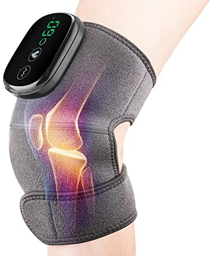 Massaggiatore Ginocchio Artrosi, Ginocchiera Massaggiante con 3 Livelli di Massaggio e Calore per Riscaldare Terapia, Ginocchiera Elettrica per Alleviare Dolori Articolari e Ginocchio Rigido