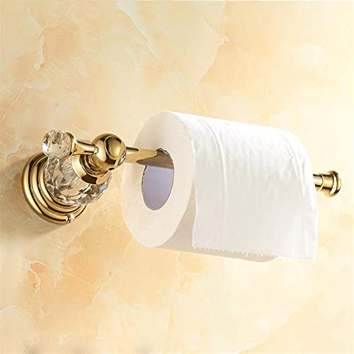 WLP WC-Rollhalter Gold poliert Toilettenpapierhalter Solide Messing Badezimmer Rolle Papier Zubehör Wandhalterung Kristall Toilette Tuch Papierhalter (Color : Gold)