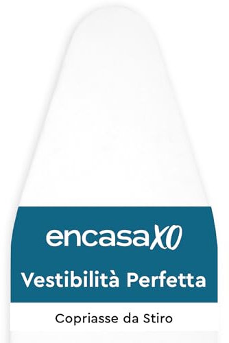 Encasa XO Mini-Bügelbrettbezug mit extra Dicker Unterlage, Unifarben, Gummizug, (Passt zu Standard Large Boards von 125x39 cm) Hitzereflektierend - Weiss